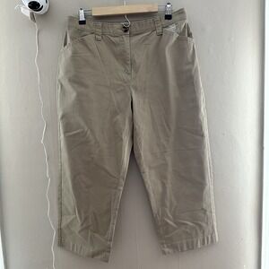 LL Bean Womens Classic Fit Capri Pants Size 14 NWOT Khaki Tan Preppy High Rise